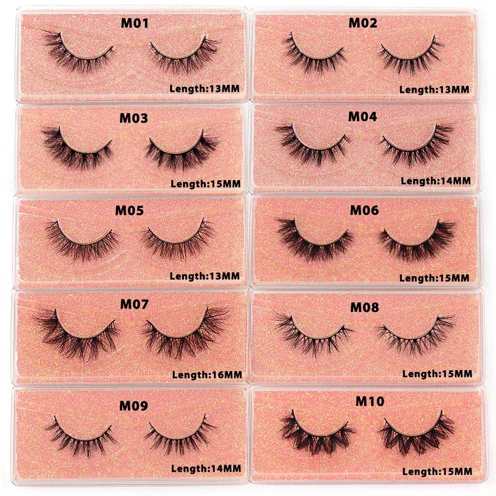 LEHUAMAO Maquiagem cils courts en vison naturel cils vaporeux moelleux Volume 12mm-15mm faux cils Ex