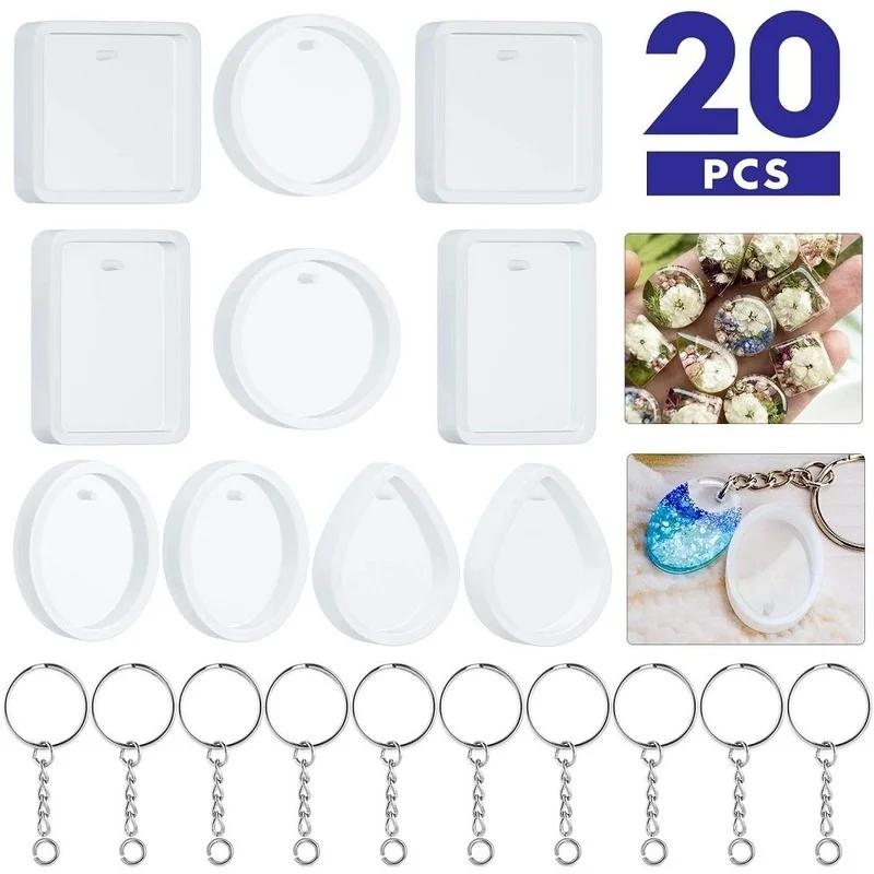 Kit de moules en Silicone pour pendentif porte-clés, bricolage, avec porte-clés, artisanat d'art, ou