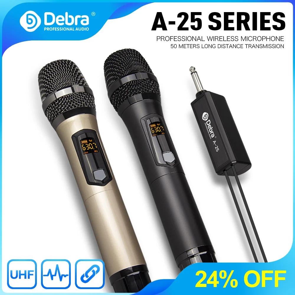 Système de microphone sans fil UHF Debra Audio - 2 micros portatifs rechargeables pour karaoké, scèn