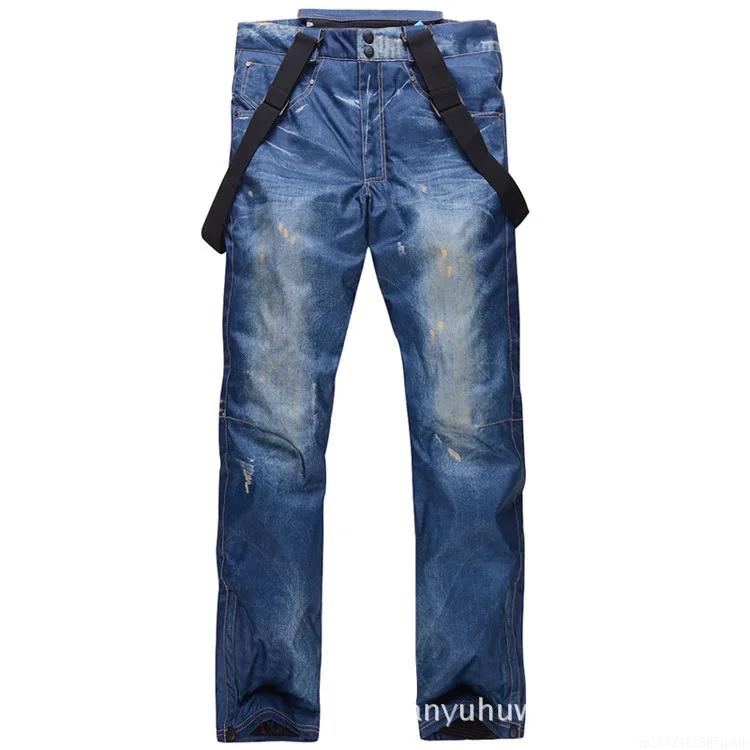 Pantalon de ski en denim pour hommes, nouveau style, bretelles, pantalon de ski en denim, patinage,