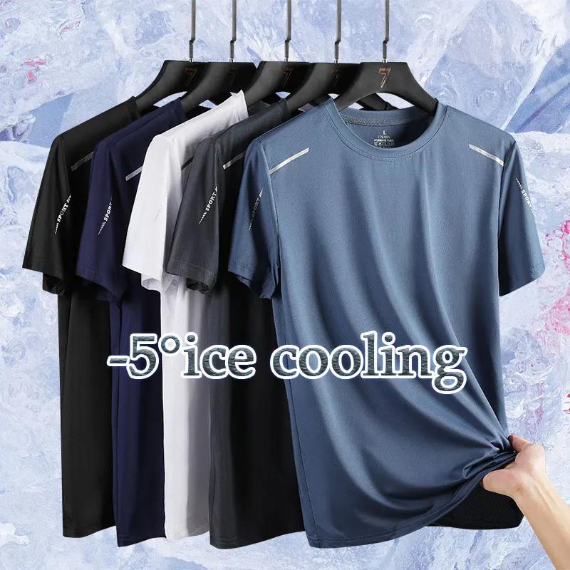 T-shirt de course réfléchissant à manches courtes en soie glacée, séchage rapide, été, mince et resp