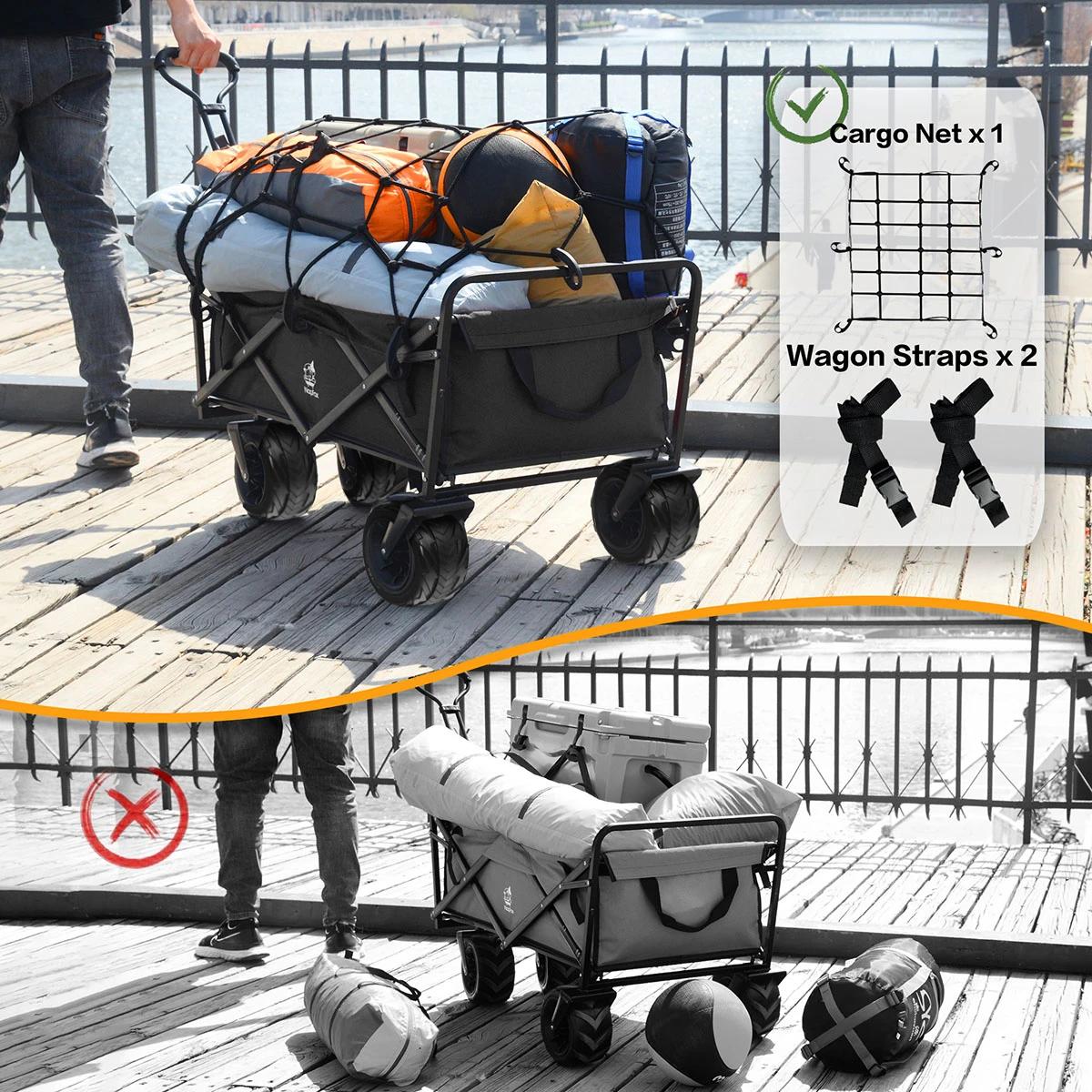 Chariot de plage pliable avec poignée réglable, chariot de plage, pliable, utilitaire, extérieur, ca