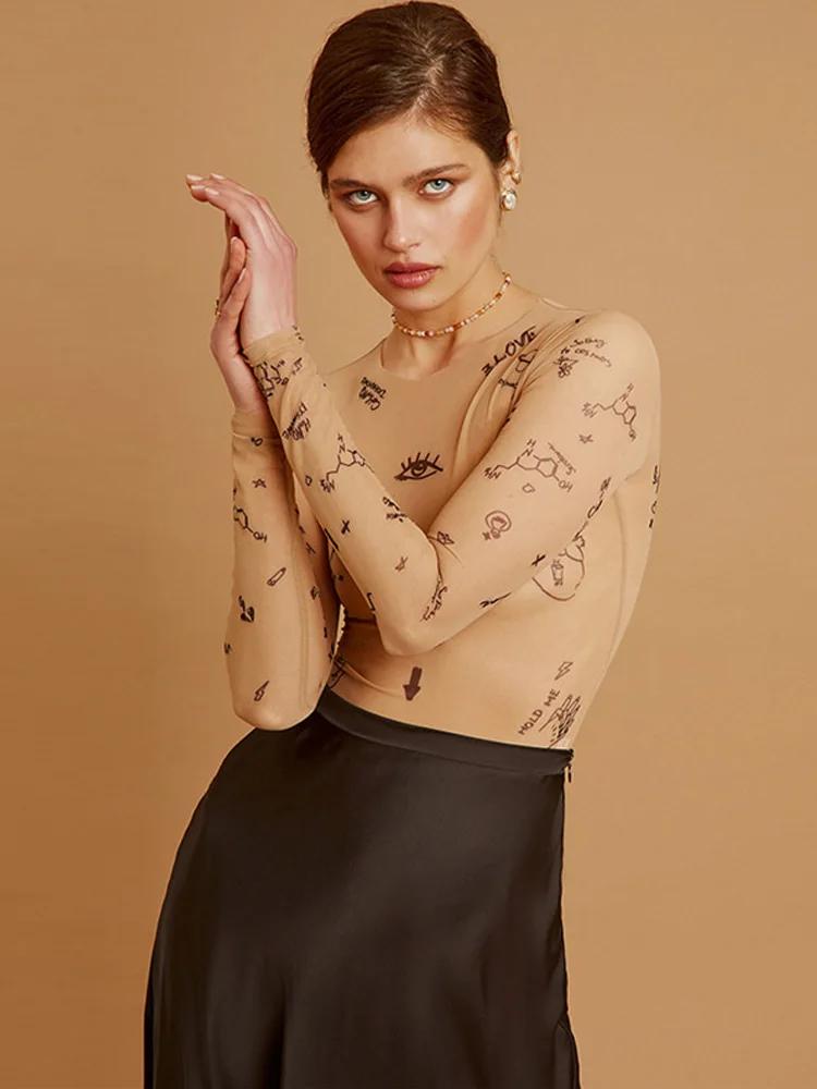 Haut une pièce moulant et Sexy pour femmes, body à manches longues, col rond, vêtements de fête de b