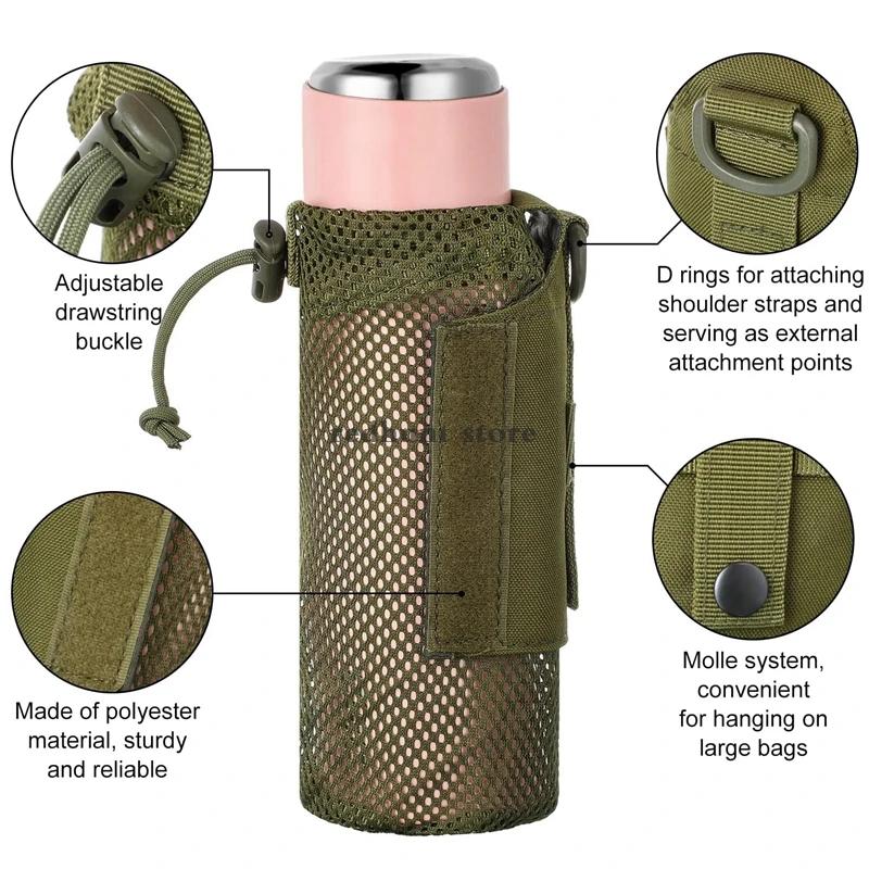 Pochette de bouteille d'eau de cyclisme en plein air, support tactique Molle, sac de rangement pliab