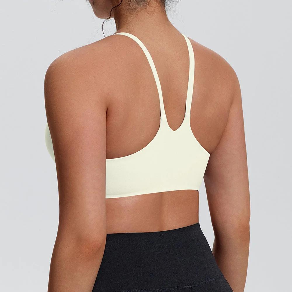 Soutien-gorge de sport pour femme à bretelles croisées, antichoc, sensation seconde peau, sexy, pour