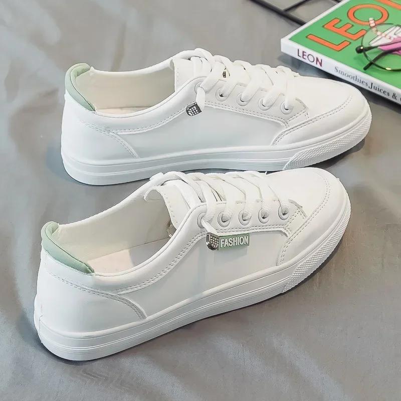 Baskets De marche en plein air femmes chaussures De course mode d'été blanc en cuir PU à lacets resp