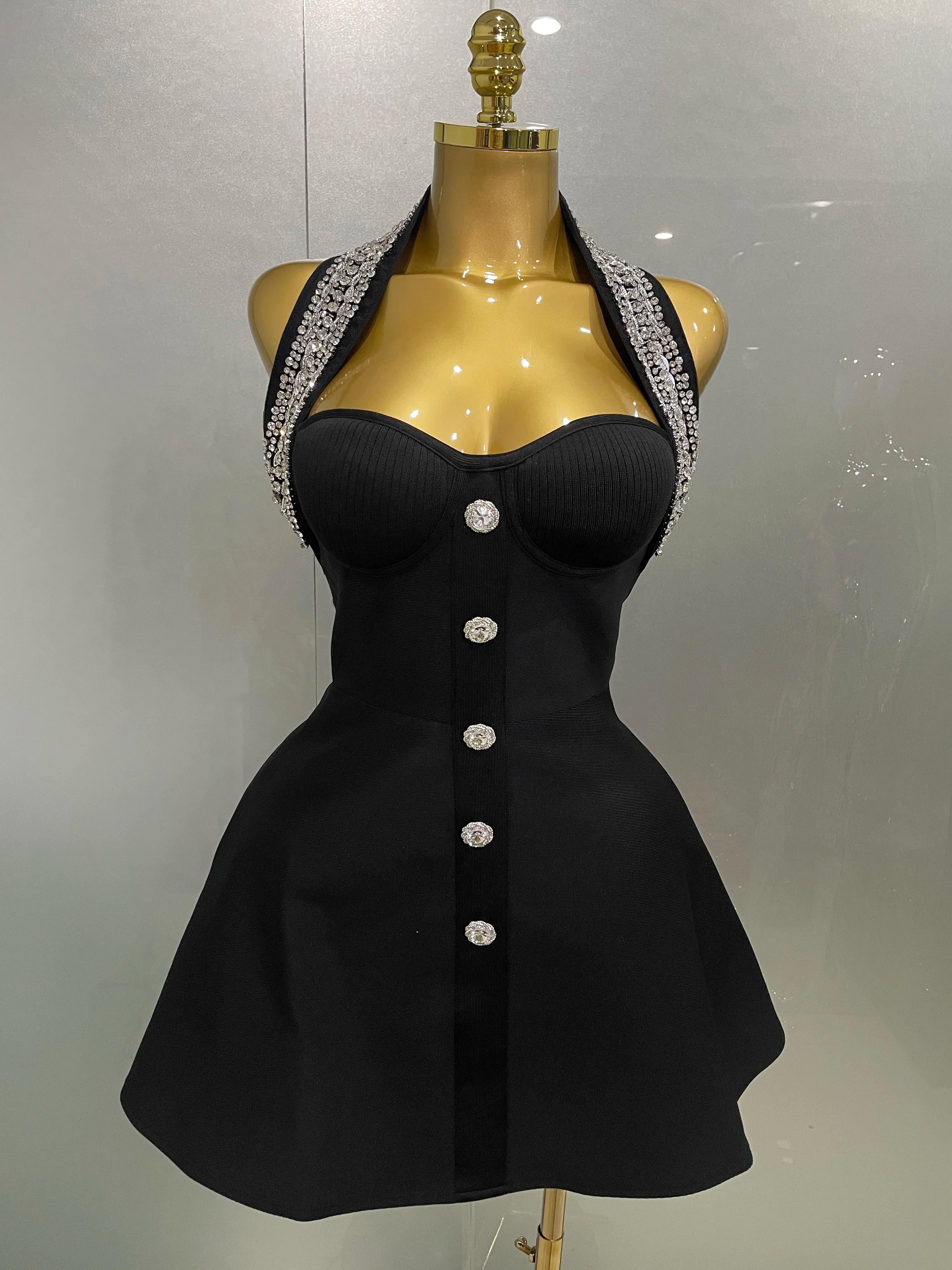 Kendning Crystal Drum Con Bandage Robe Longue Femme, Gants, Noir, Sexy Off the Initiated, Indépendan