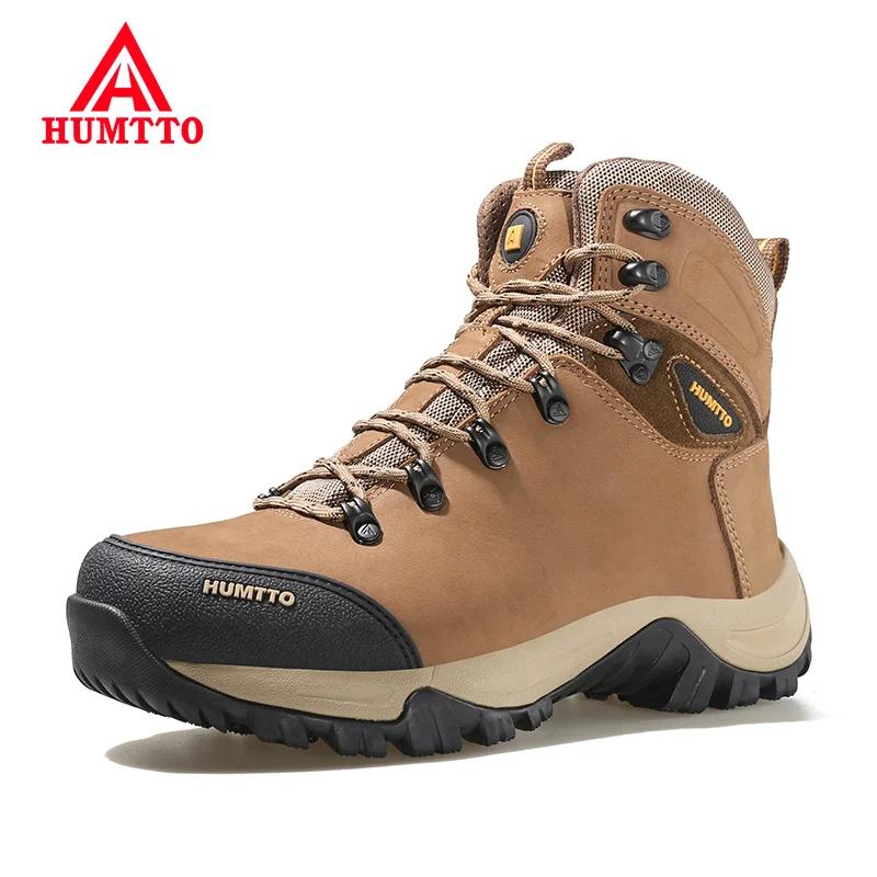 HUMTTO – bottes de randonnée en cuir imperméables pour hommes, chaussures de sécurité d'extérieur, b