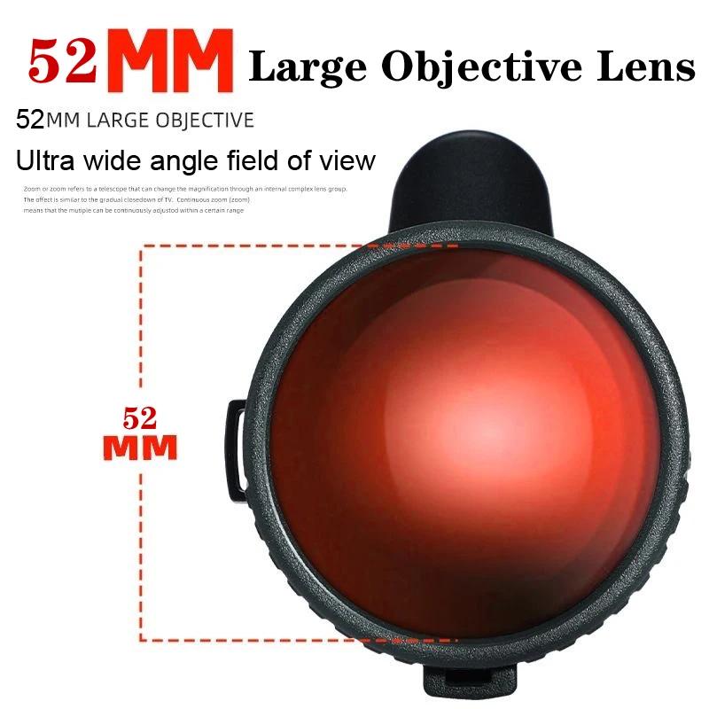 Télescope monoculaire ED puissant à large angle 12x52, monocle BAK4 à très faible dispersion, antibu