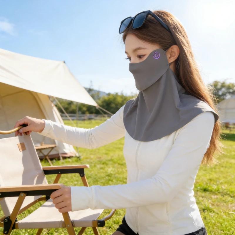 Masque en soie glacée respirant et pare-soleil pour le cou, protection UV, sans trace, idéal pour le