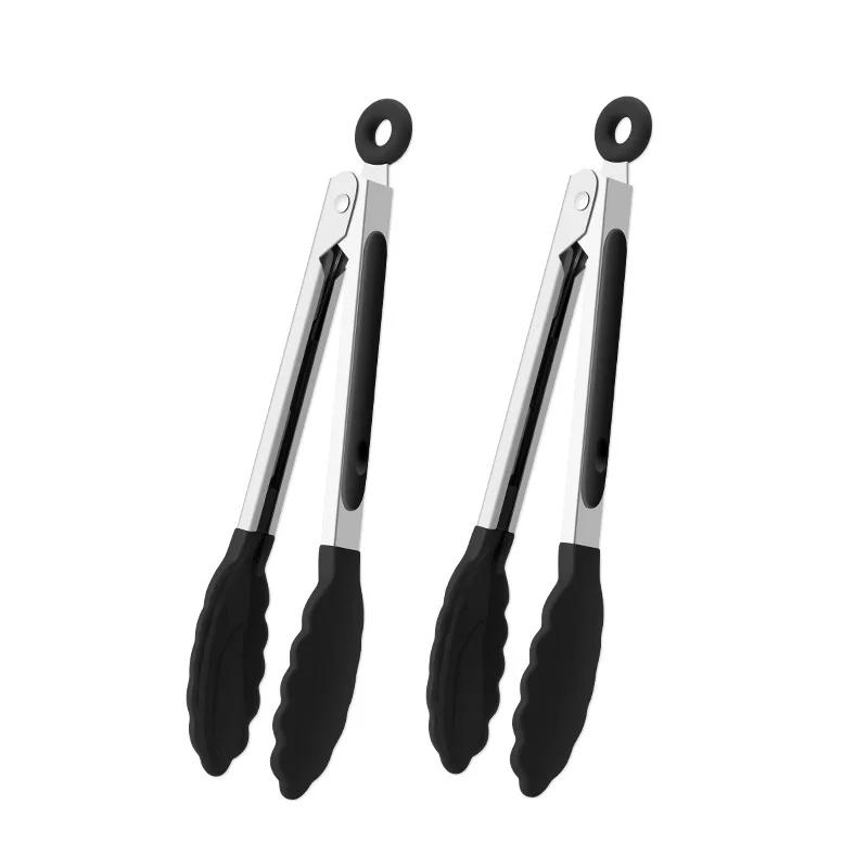 Pince alimentaire en nylon et acier inoxydable, résistante aux hautes températures, pour barbecue en