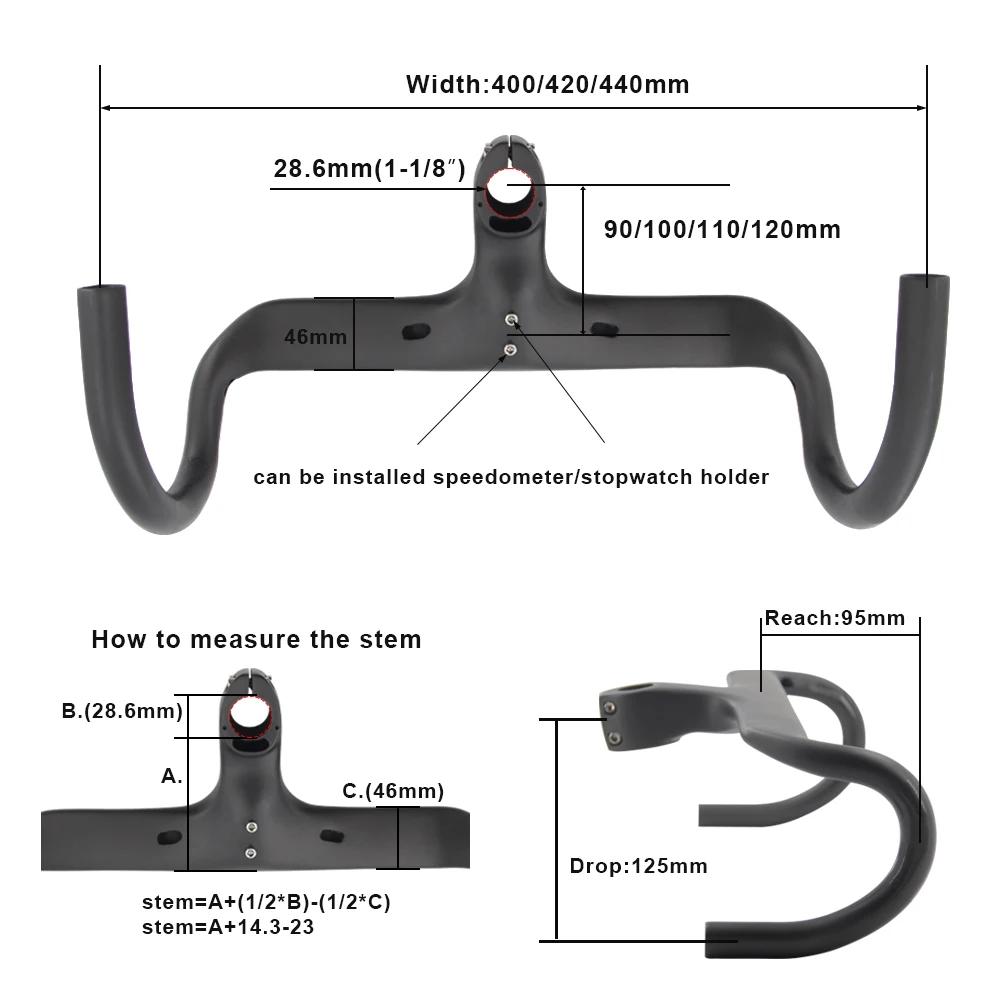 Guidon de vélo en carbone RXL SL 1-1/8 "barre de chute de route intégrée 400/420/440mm guidon de vél