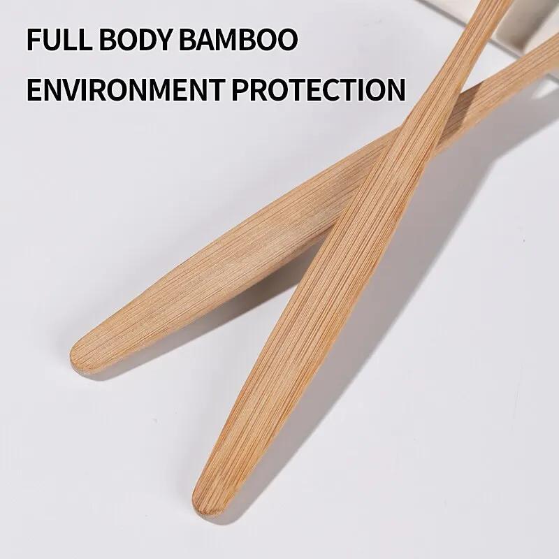 Ensemble de brosses à dents en bambou enveloppées en peau de vache, brosse à dents en bambou, nature