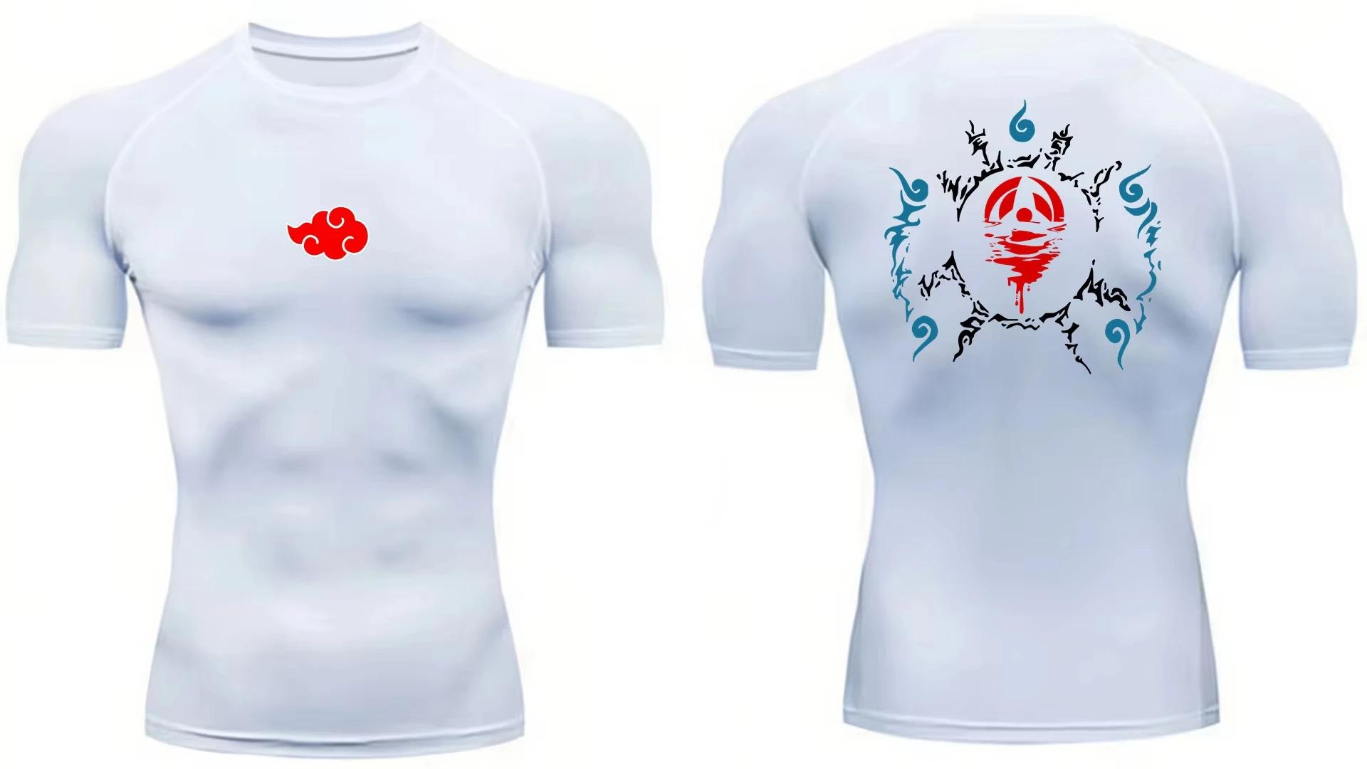 Anime hommes Compression chemise Fitness Sport course serré gymnase t-shirts athlétique entraînement
