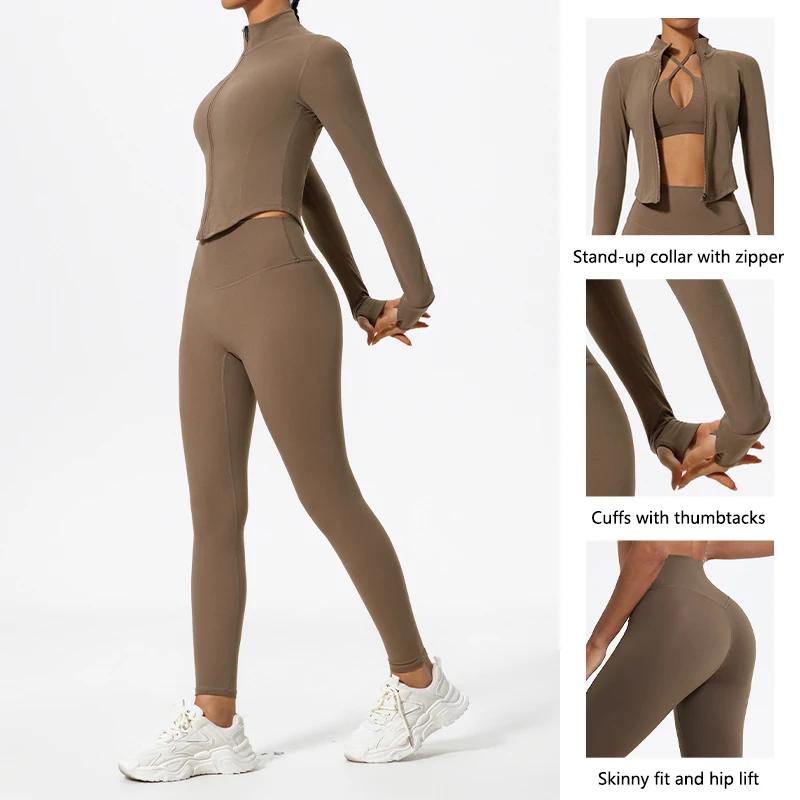 Ensemble de sport pour femme Hearuisavy, 2 pièces, tissus ultra-doux, manches longues, vêtements de