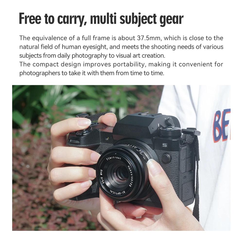 Objectif d'appareil photo TTArtisan 25 mm F2 pour monture Sony E a6400 Fujifilm XA XT4 XT30 Canon M5