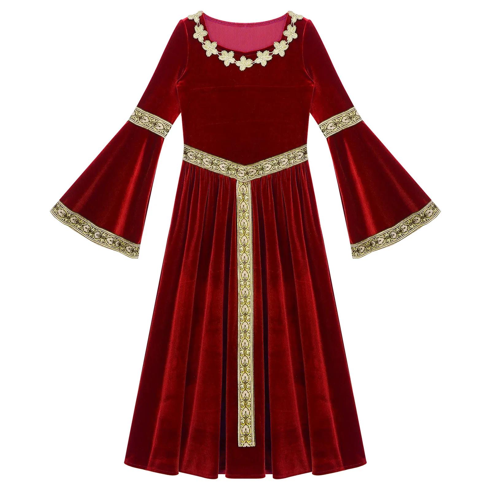 Costumes pour enfants 2026, robe de princesse médiévale Renaissance pour filles, robe de fête en vel
