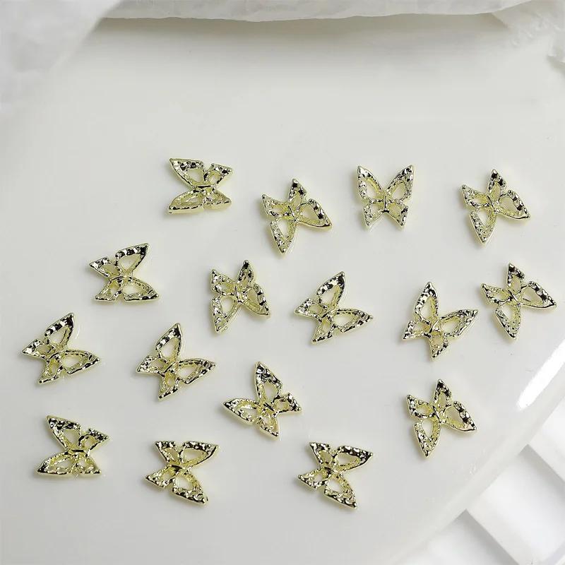 10/20 pièces Mini 4*5mm cristal papillon ongles breloques 3D diamant bijoux pièces rose clair métal