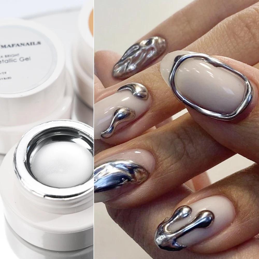 5/7/8/10ml Gel métallique or effet miroir Gel vernis à ongles ligne de conception française fleur de