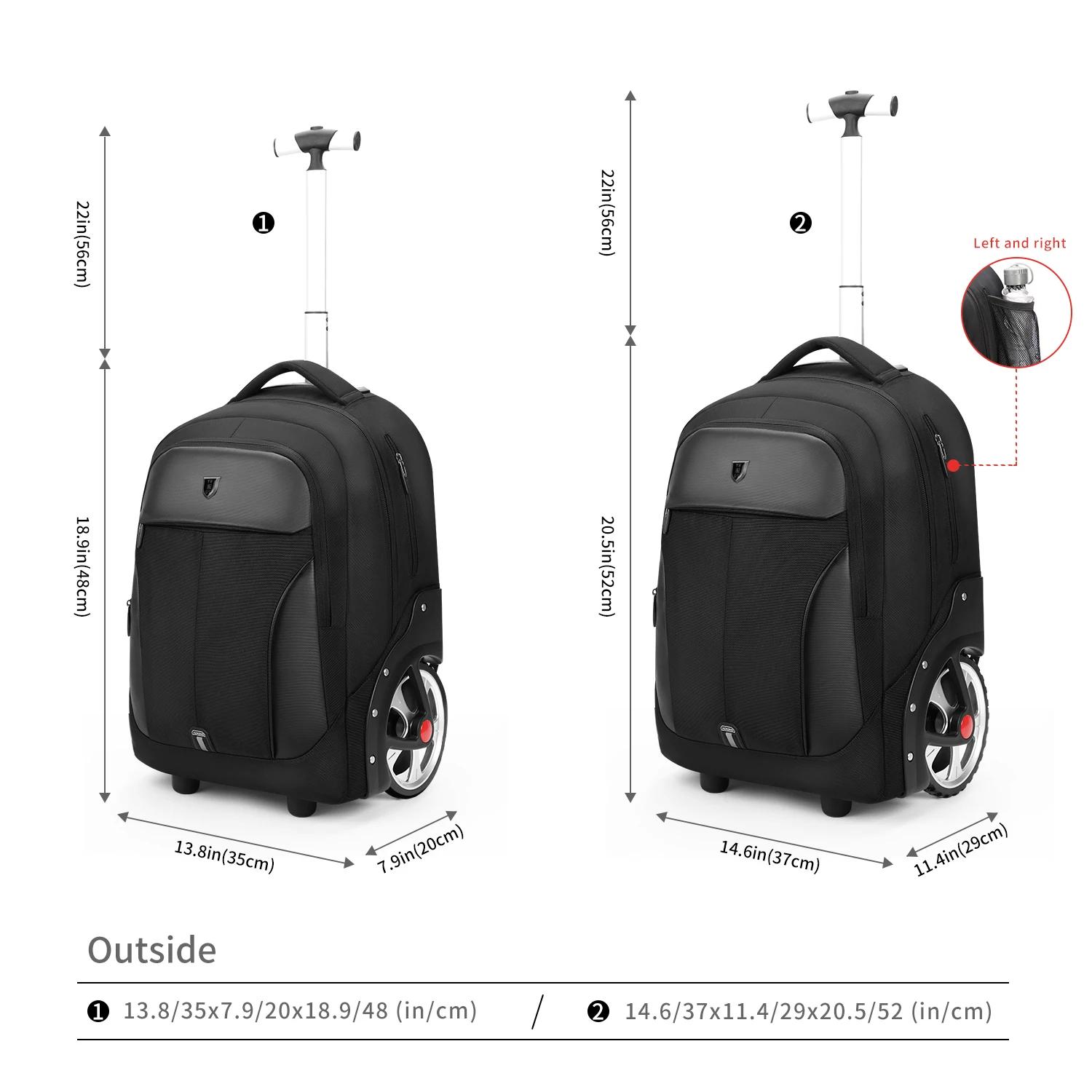 Sac à dos à bagages roulants de 20 pouces avec roulettes, valises de voyage, sacs à roulettes de gra