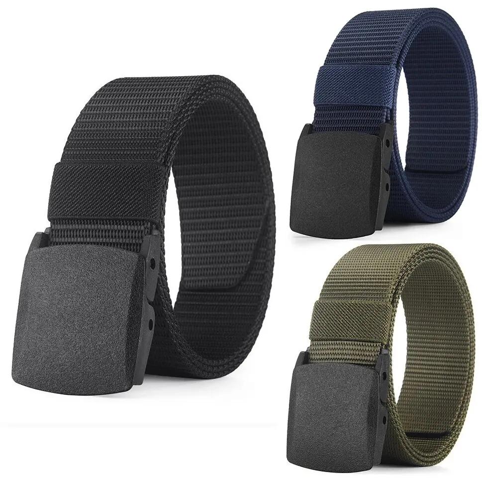 Ceinture en toile décontractée pour hommes et femmes, ceinture d'entraînement en nylon sans métal av