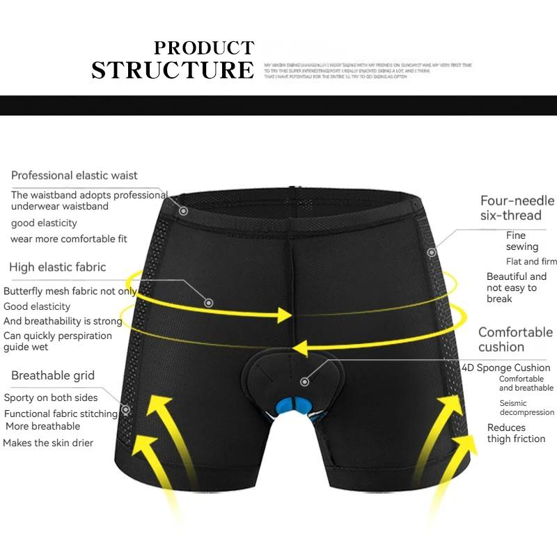 JEPOZRA-short de cyclisme respirant pour hommes, coussin de Gel 4D, culotte de vélo antichoc, VTT, s