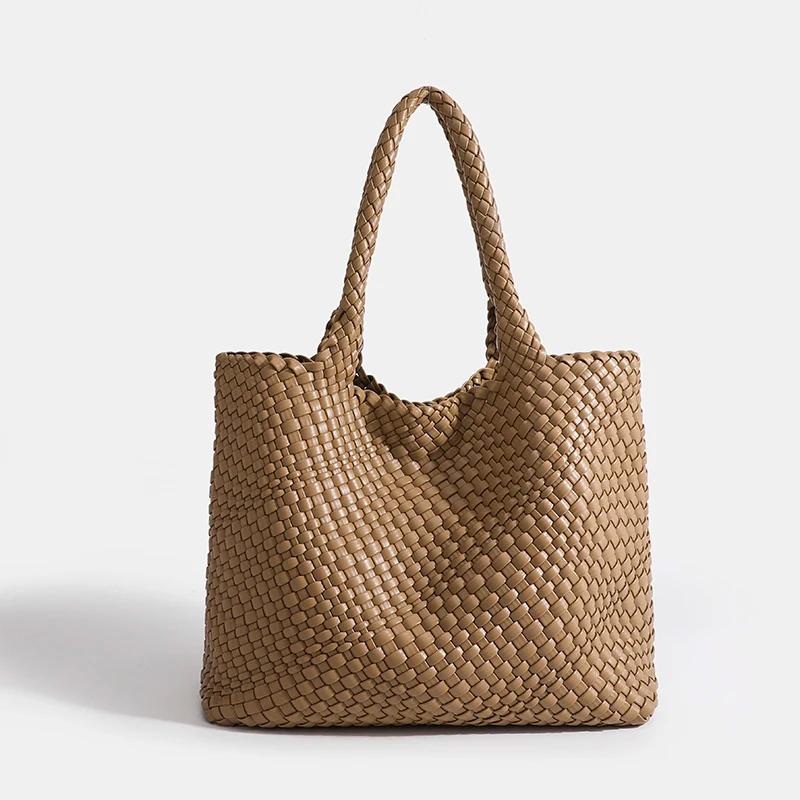 Sac fourre-tout tissé pour femmes, sac à main souple pliable à poignée supérieure, sac Hobo à la mod