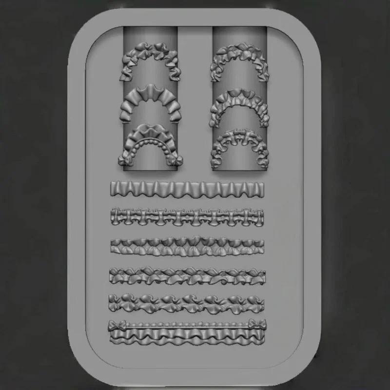Jupe en dentelle française, soulagement 3D, moule pour Nail Art, modèle de sculpture en Silicone sou