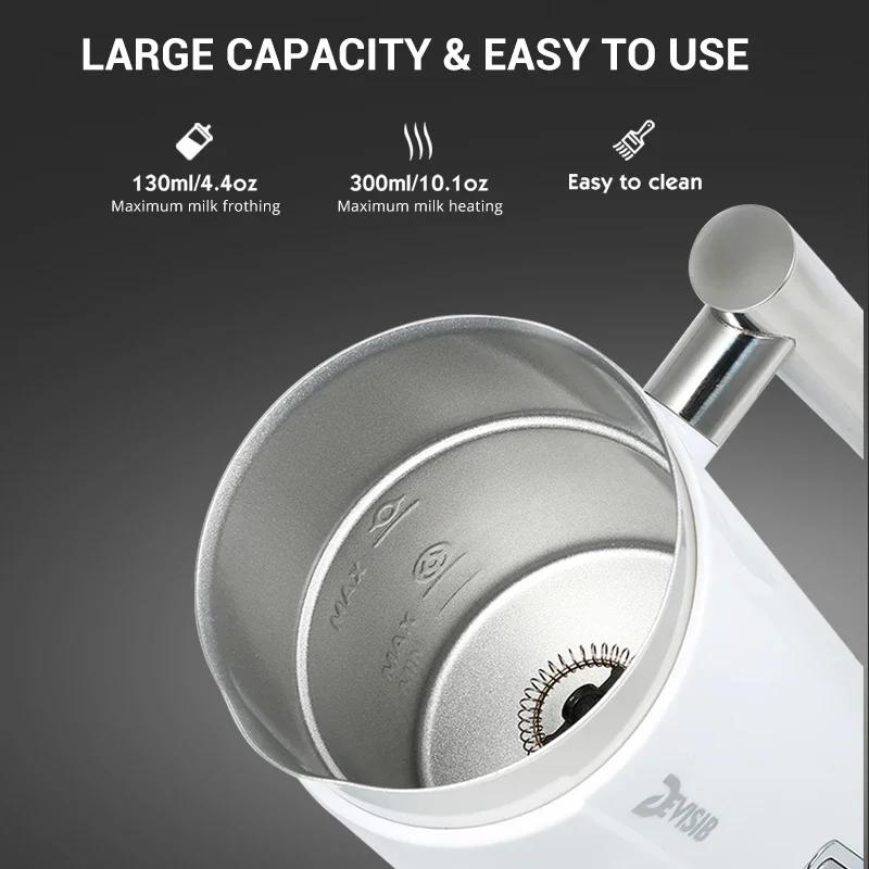 DEVISIB 3 in 1 Mousseur à lait électrique, 300ml, automatique, chaud et froid, pour café, latte, cap