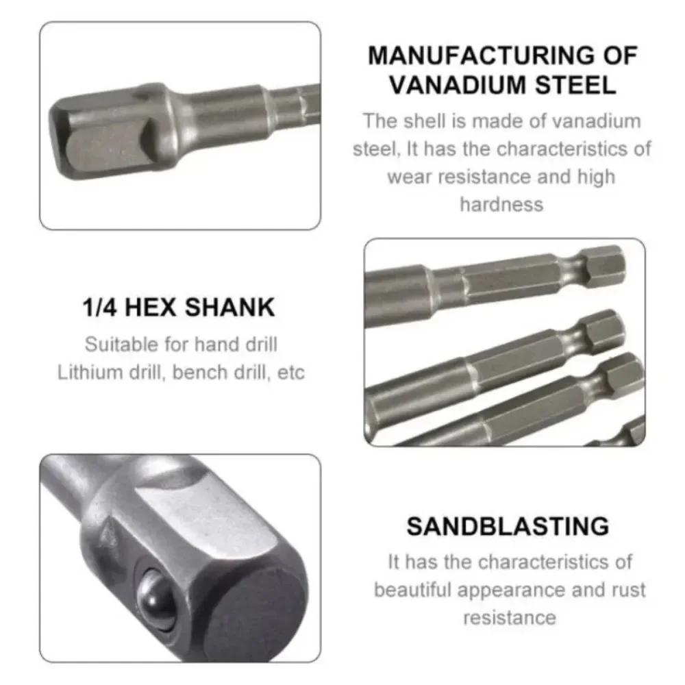 Adaptateur de douille en acier au Chrome Vanadium, tige Seth EX à 1/4 "3/8" 1/2 ", forets d'extensio