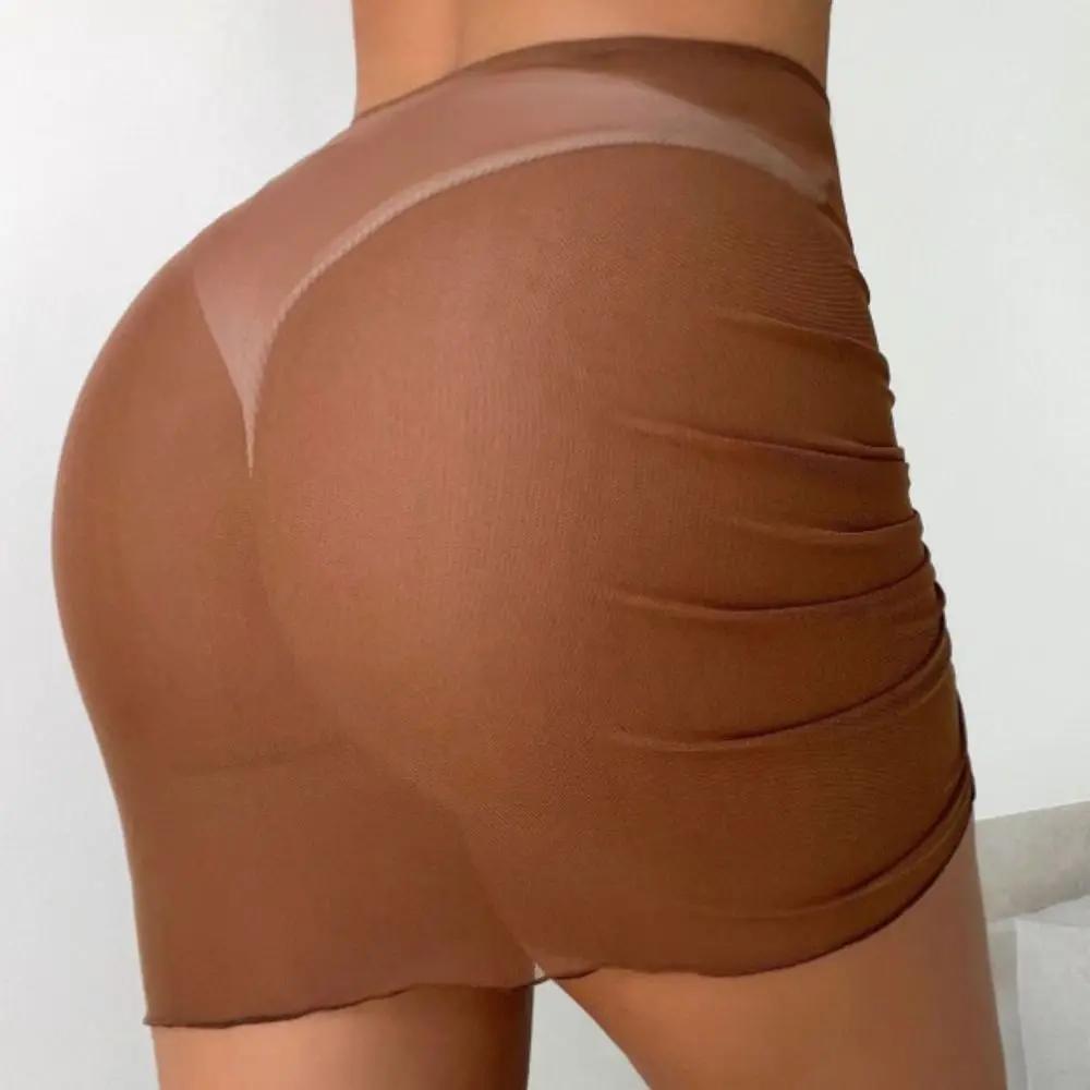 Nouveau Maillot de bain translucide jupe de plage maille cordon solide gaze jupe à volants surjupe b