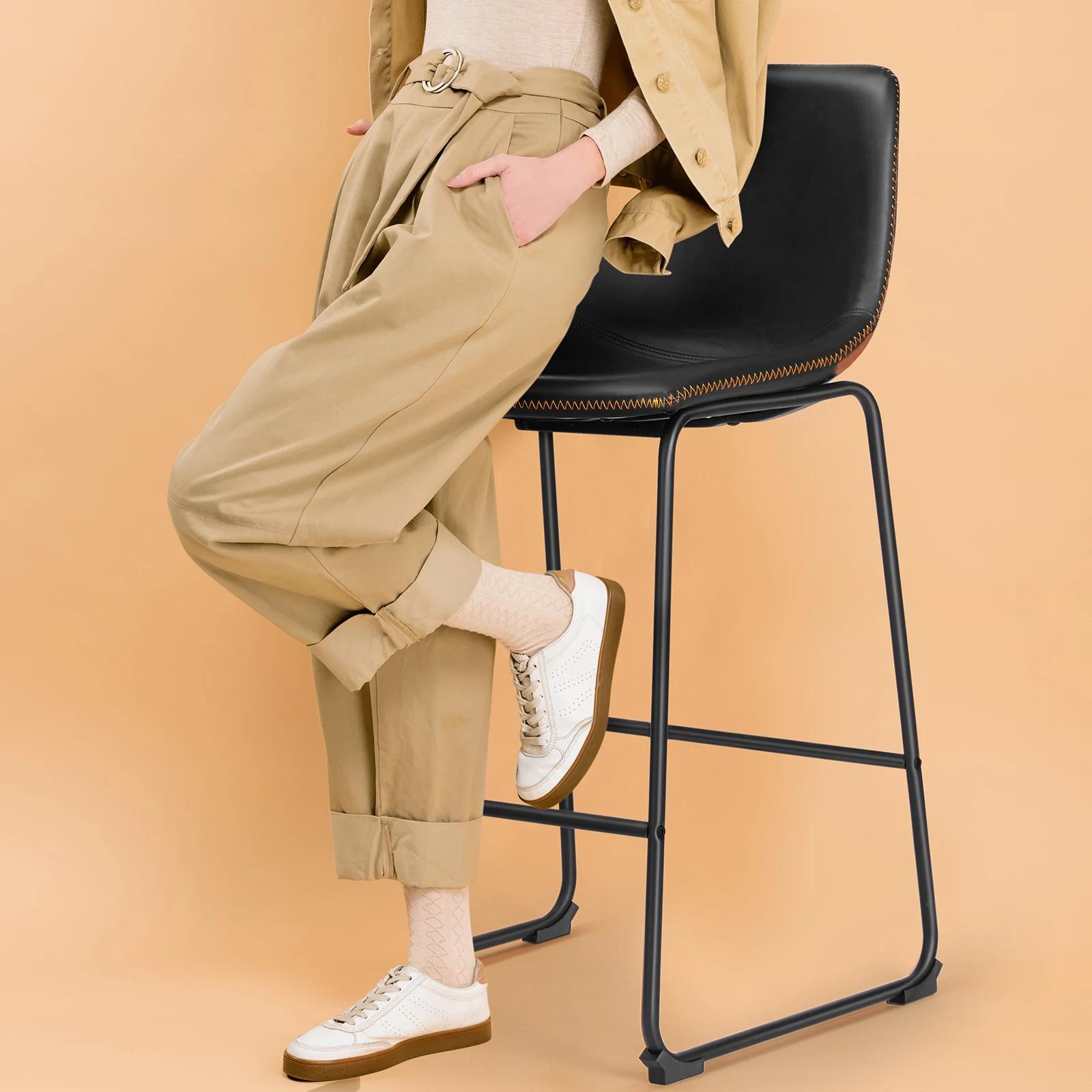JIAN-Ensemble de 2 tabourets de bar en cuir Pu, pour salle à manger, cuisine haute, confortable, cou