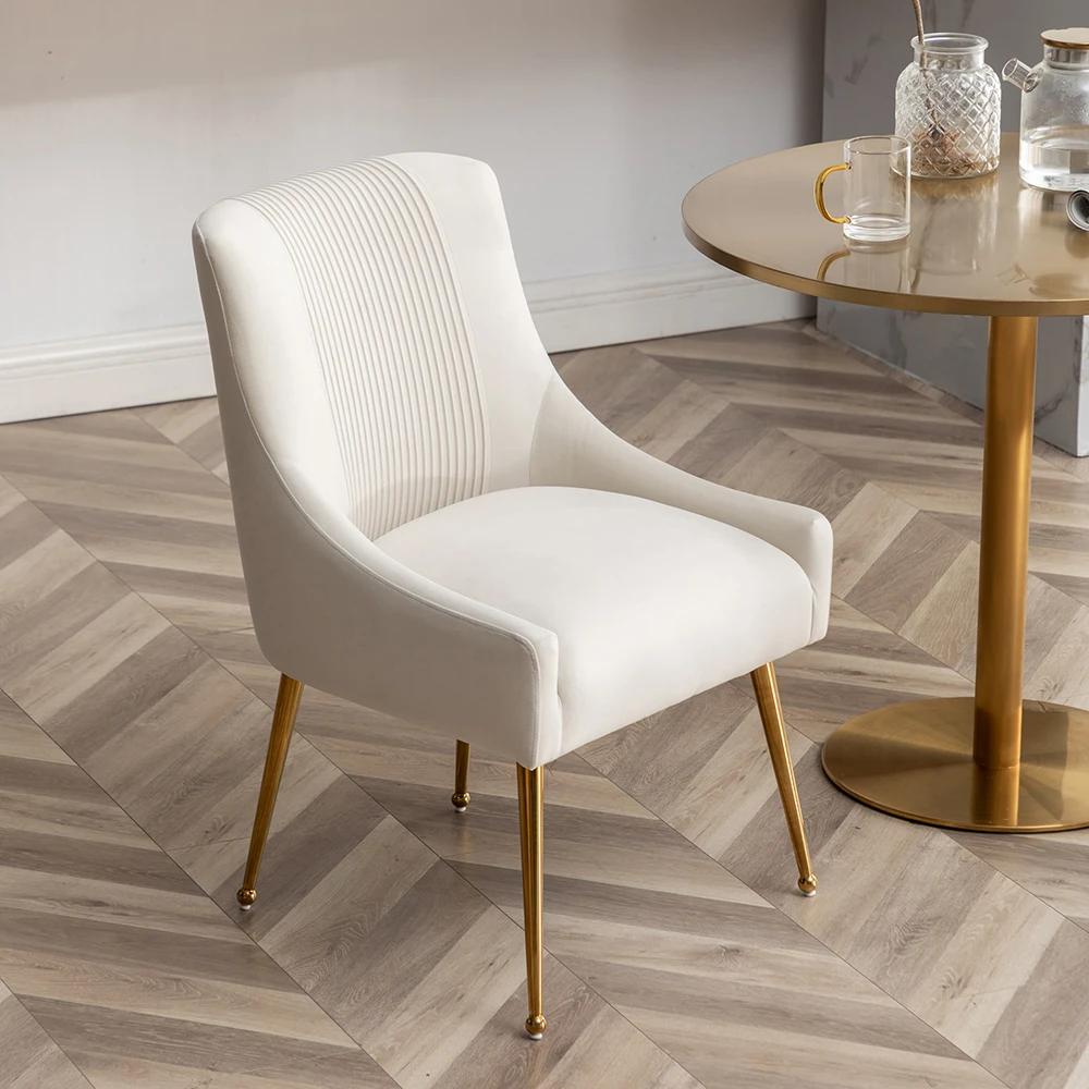 SEYNAR-Chaises de Salle à Manger en Velours Modernes, Chaise d'Accent Latérale Plissée en Tonneau, p