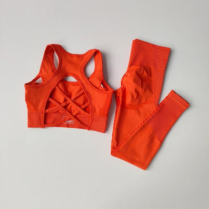 Ensemble sport femme 2 pièces débardeur leggings yoga fitness course résistant aux chocs