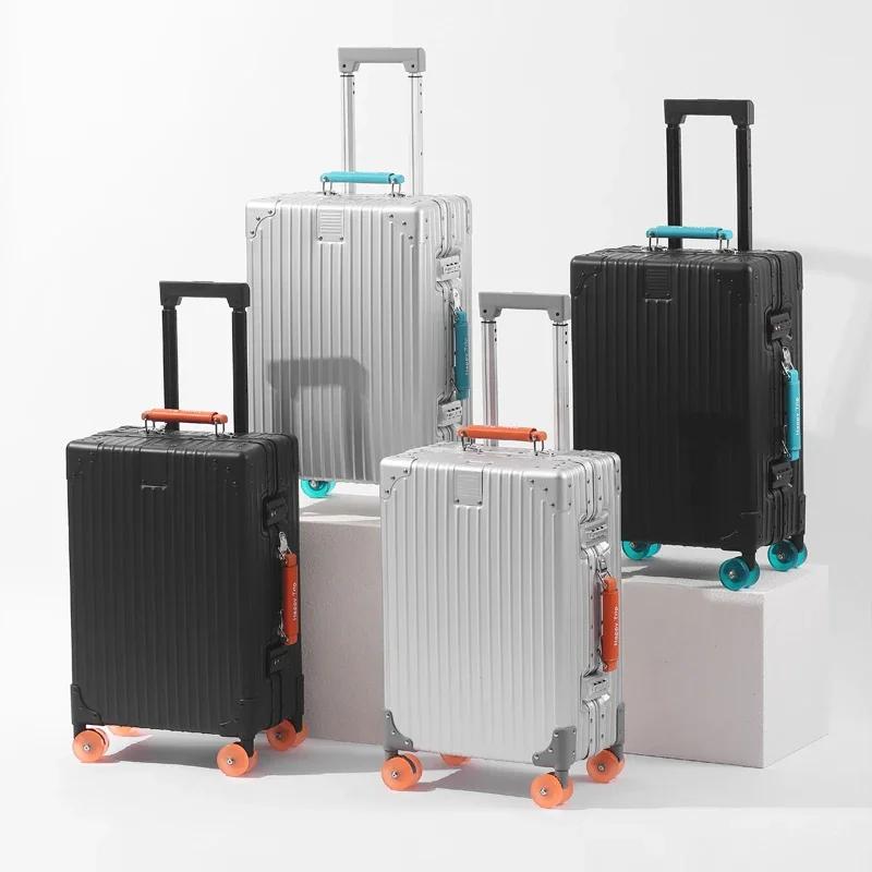 Valise en alliage aluminium-magnésium 20 pouces, bagage à main avec serrure, valise à roulettes avec