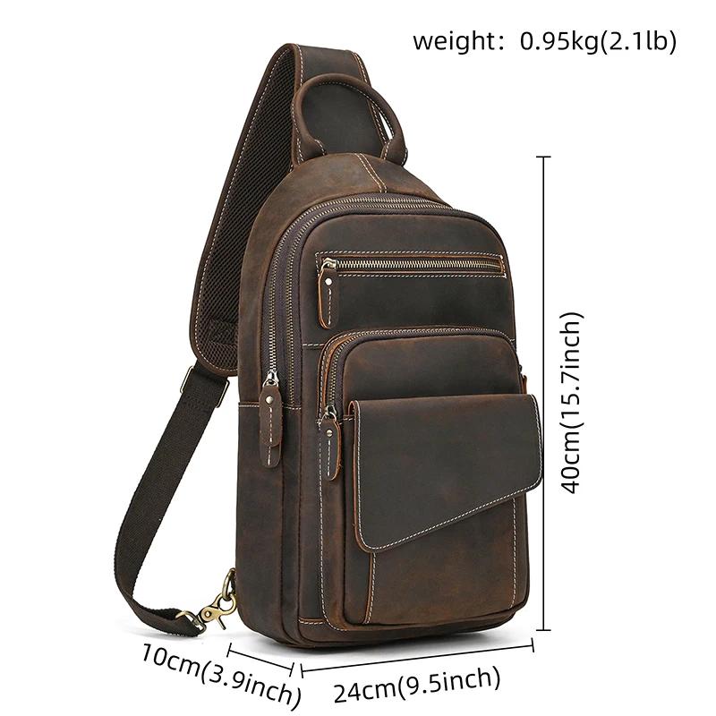 Newsbird – sac à bandoulière en cuir de vache souple pour homme, sacoche de poitrine en cuir véritab