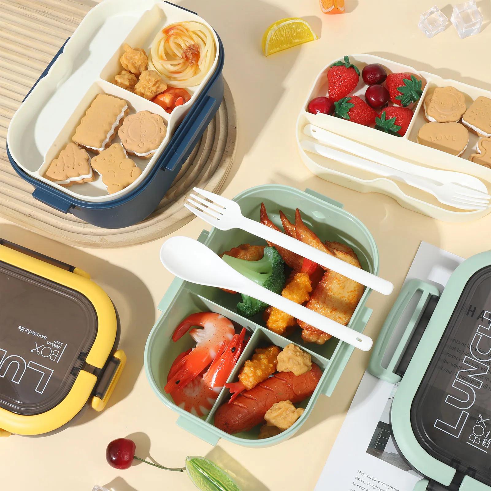 Boîte à lunch pour adultes, 2 boîtes à bento empilables avec cuillère et fourchette, boîte à lunch a