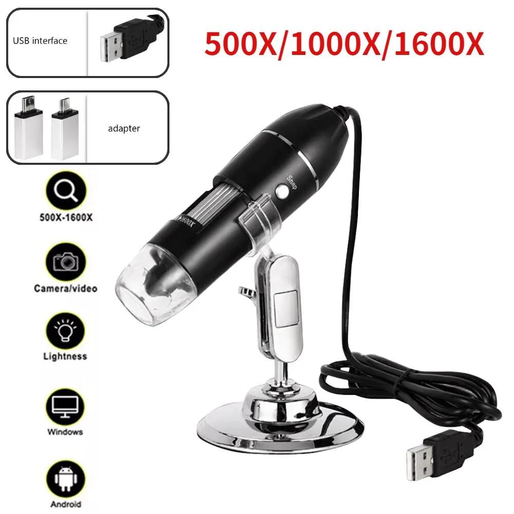 Microscope numérique 1600X 1000X 500X, caméra Type C USB, Microscope électronique Portable pour la s