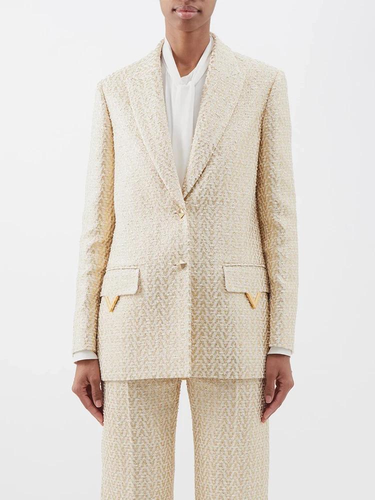 HIGH STREET Nouvelle Collection 2026 Ensemble de Costume de Créateur pour Femme, Blazer et Pantalon