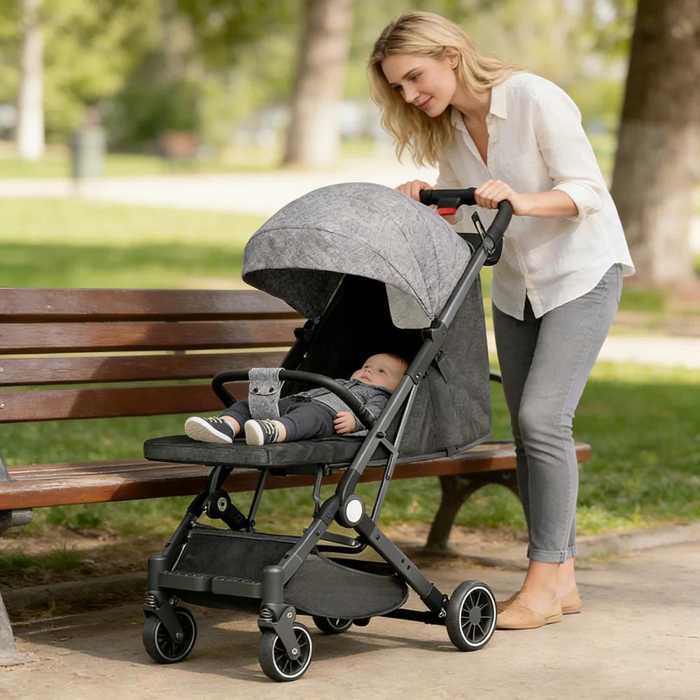 Poussette pliable légère - 6 mois à 4 ans - 360 ° Roues pivotantes - Ultralégères - Dossier réglab