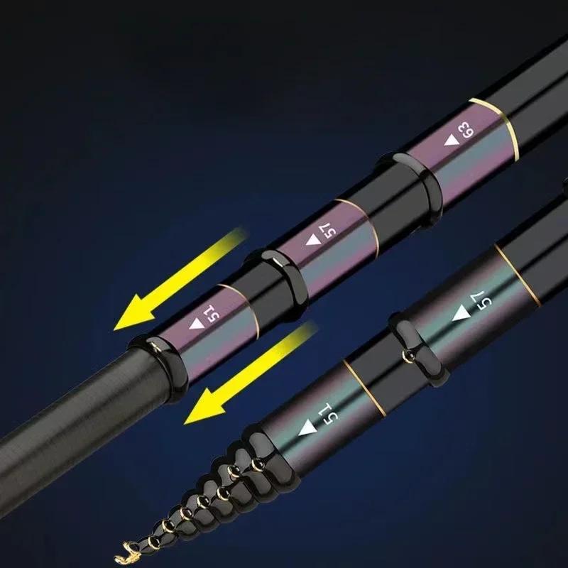 Canne à pêche télescopique portable 4.5M à 7.2M - Ultra légère en carbone 40T pour pêche filature et roche dure