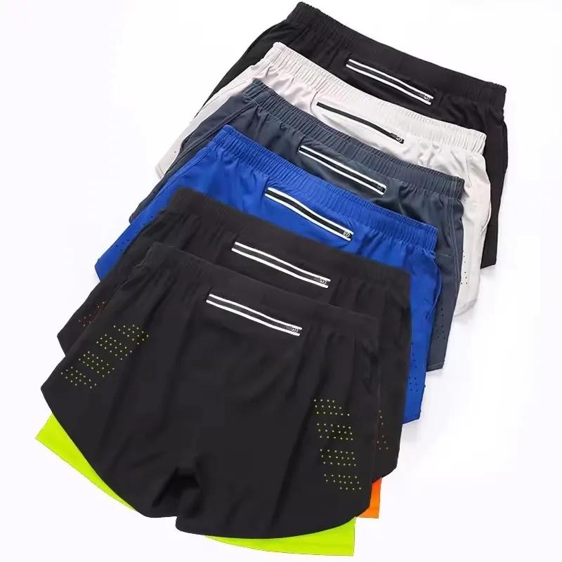 Short de course pour hommes, séchage rapide, Fitness, noir, Double couche, nouveau Sport, entraîneme