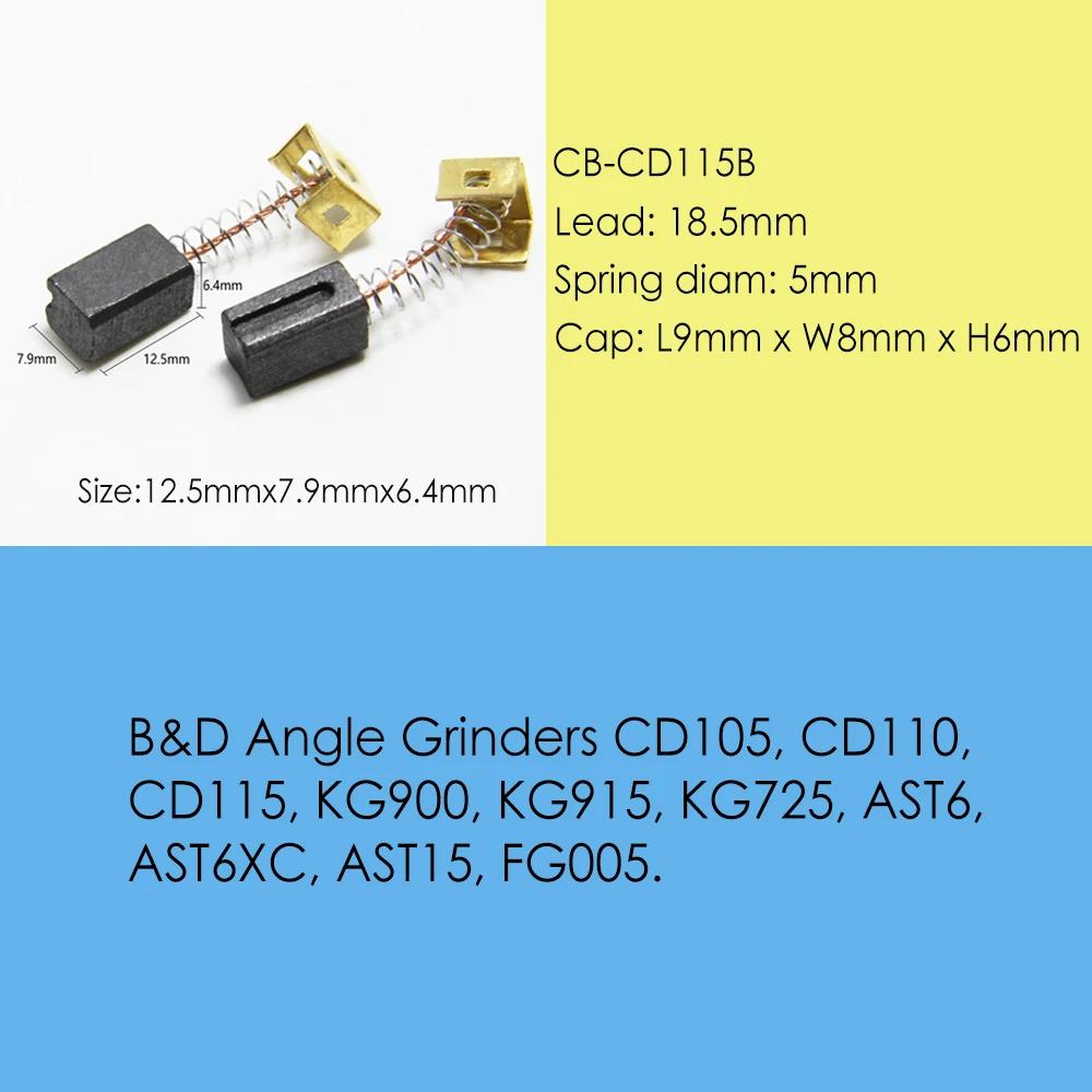 5 paires de balais de charbon 6,4 x 7,9 x 12,5 mm 596071 -00 pour meuleuse d'angle Black Decker, mot
