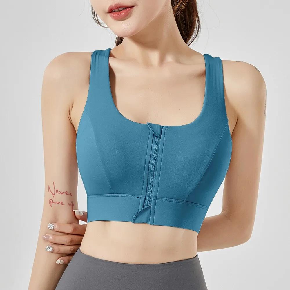 Soutien-gorge de sport à fermeture éclair sur le devant, sous-vêtements de sport résistants aux choc
