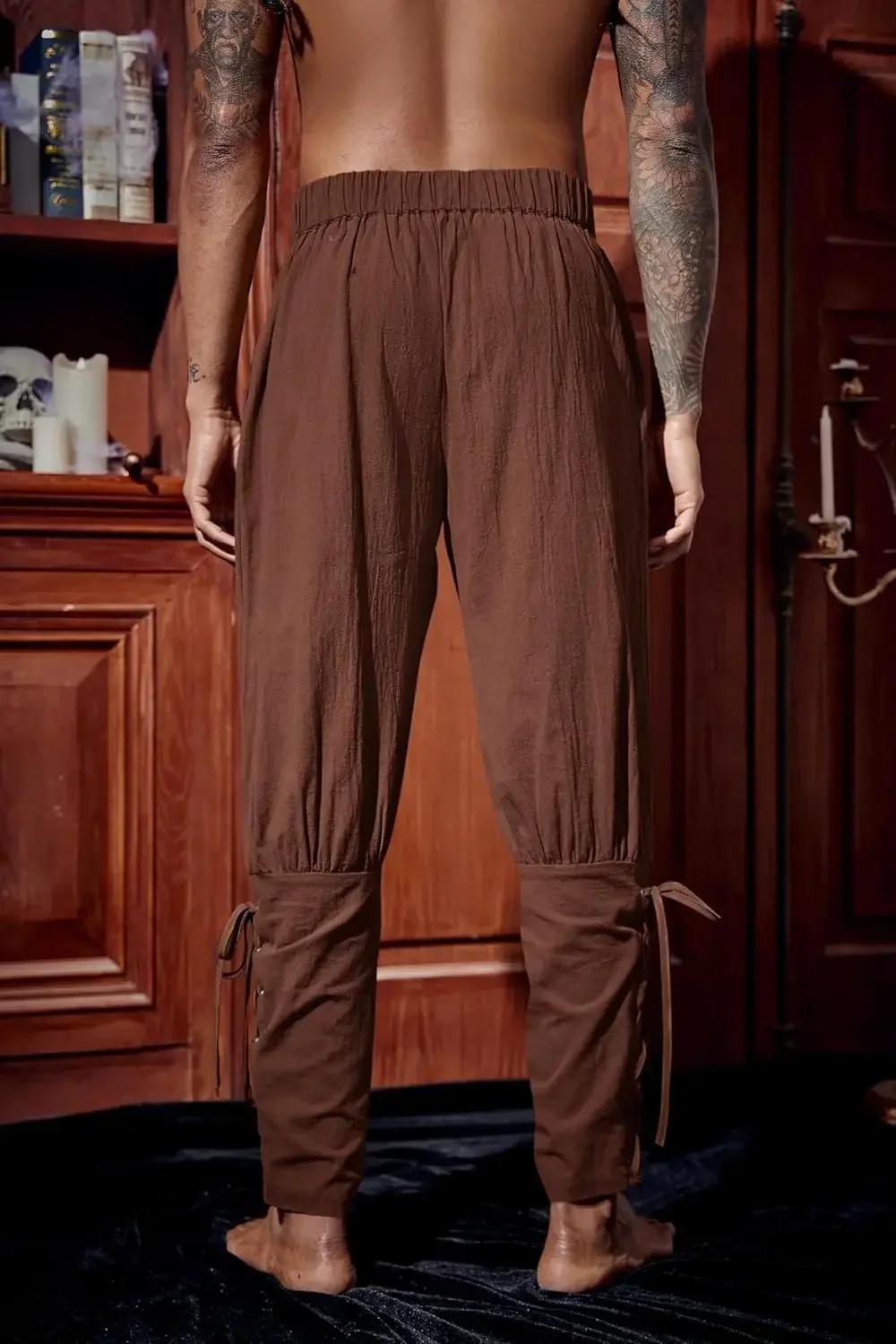 Pantalon de cheville médiéval pour hommes, pantalon de Pirate Viking de la Renaissance, à lacets, co
