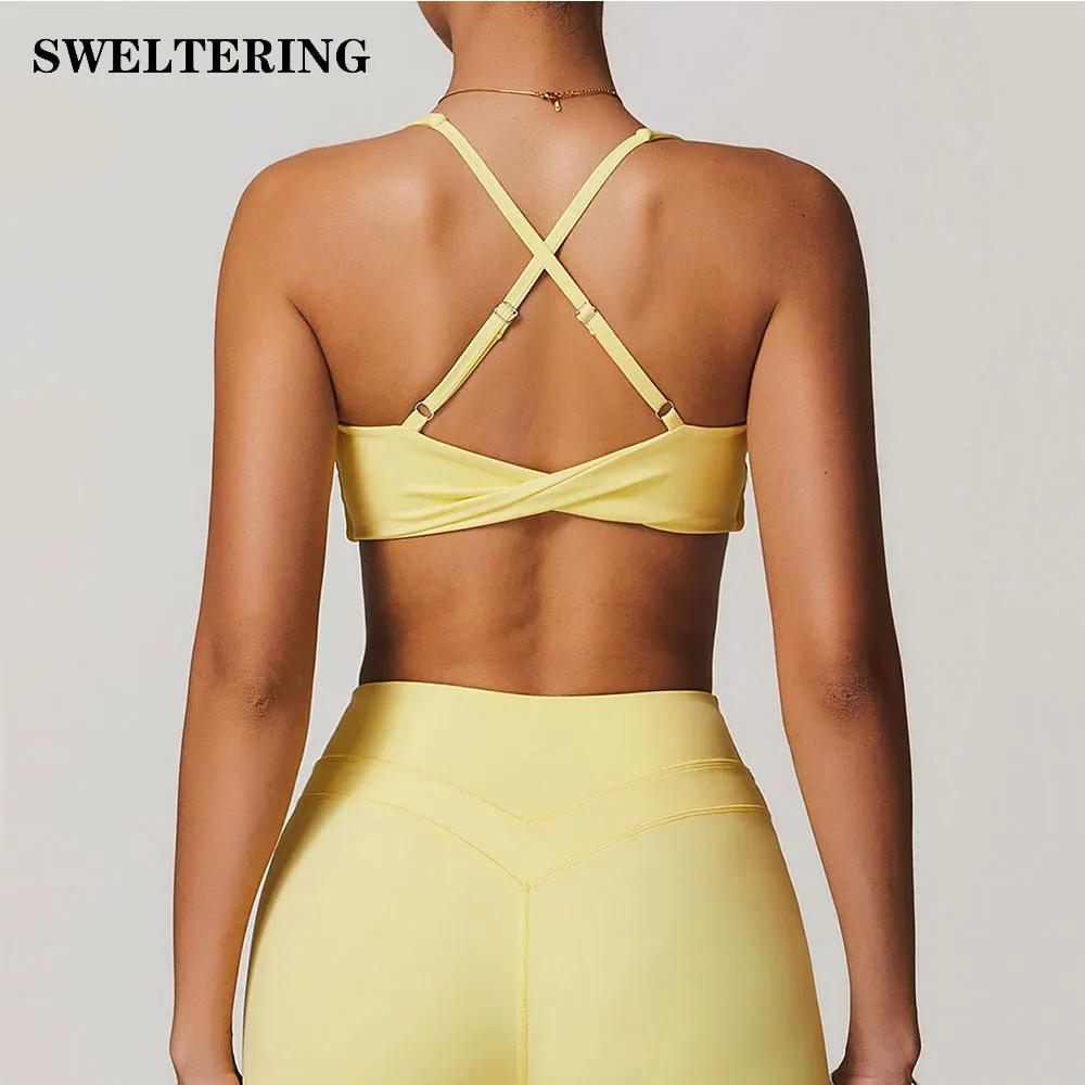 SWELTERING-Soutien-gorge de sport en nylon pour femme, sous-vêtement sexy entrecroisé et respirant p