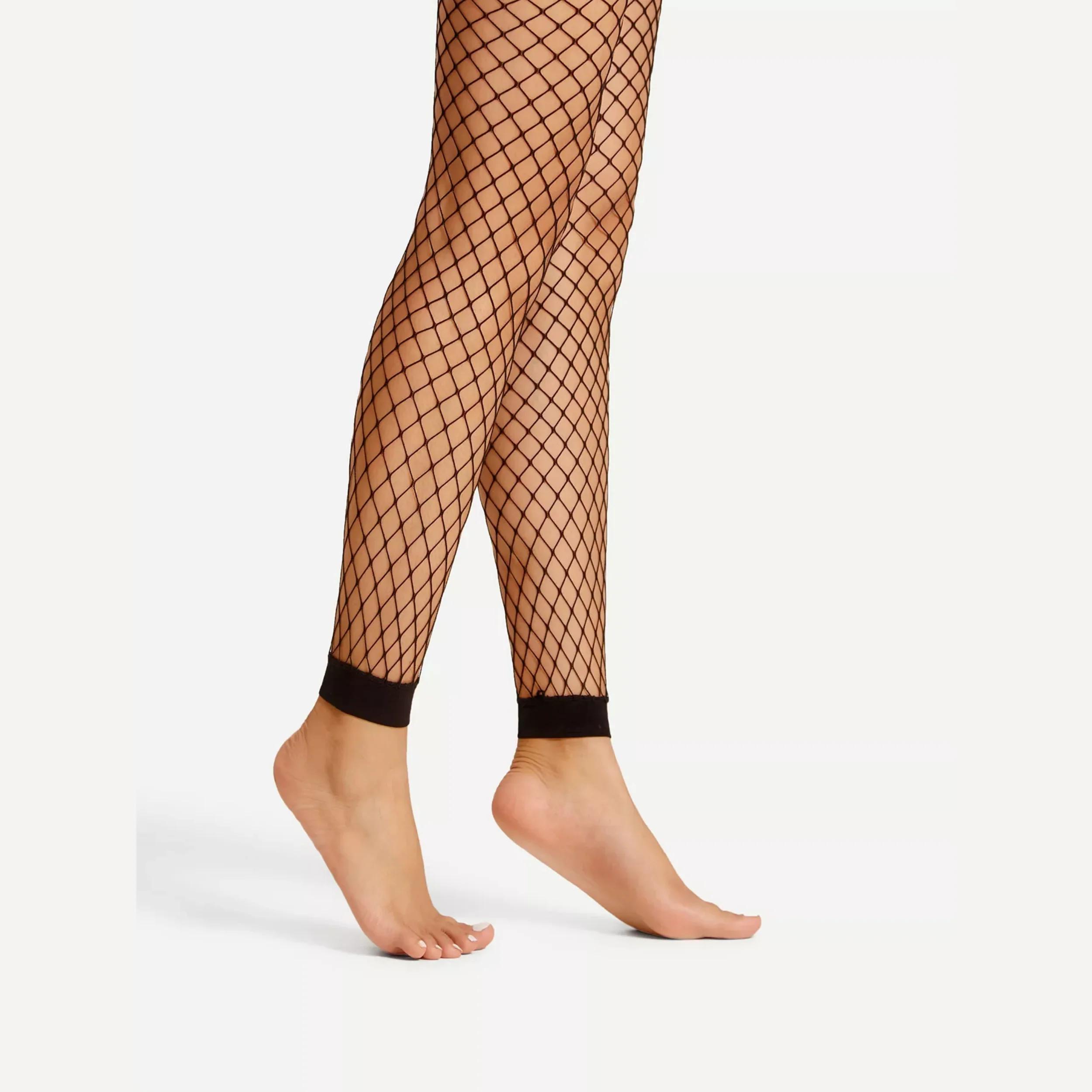 1 paires de chaussettes en maille à neuf points pour femmes, chaussettes Sexy en résille creuse, Leg