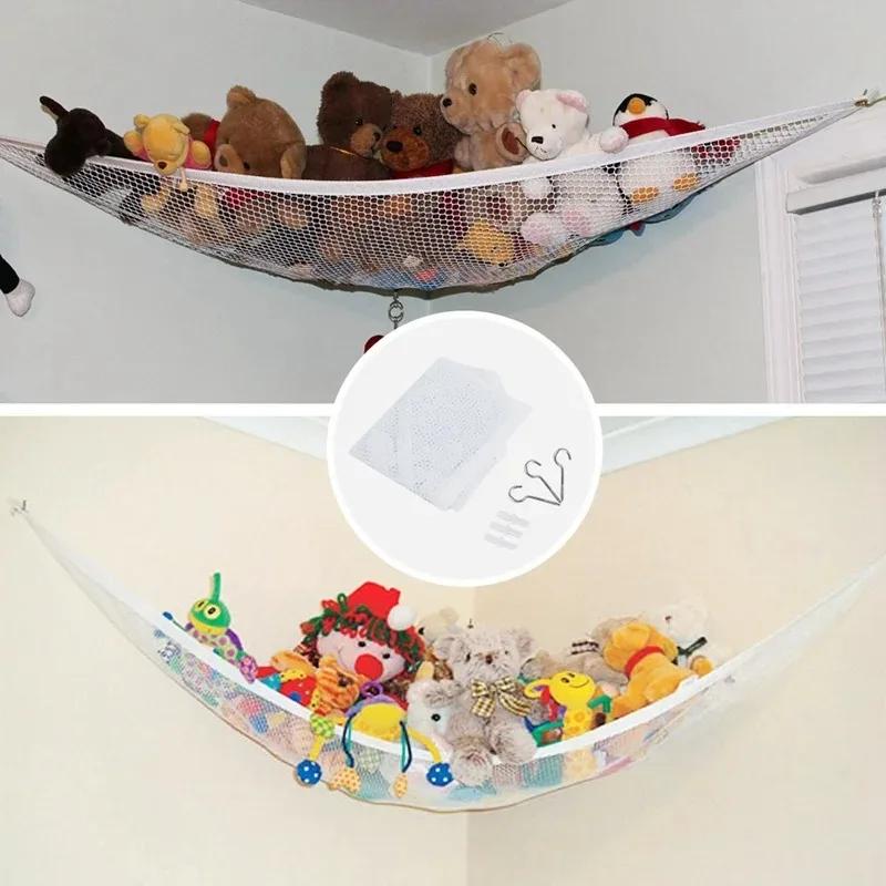 Grand filet suspendu en peluche Durable pour le rangement des jouets d'angle dans les chambres, les