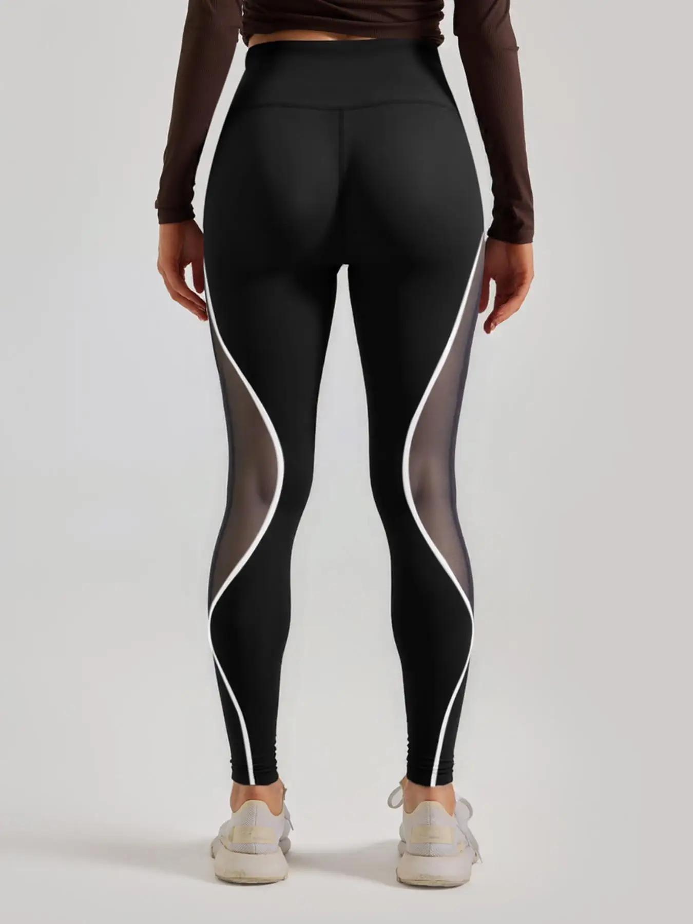Leggings de sport en maille latérale Patchwork pour femmes, Leggings de Yoga taille haute, vêtements