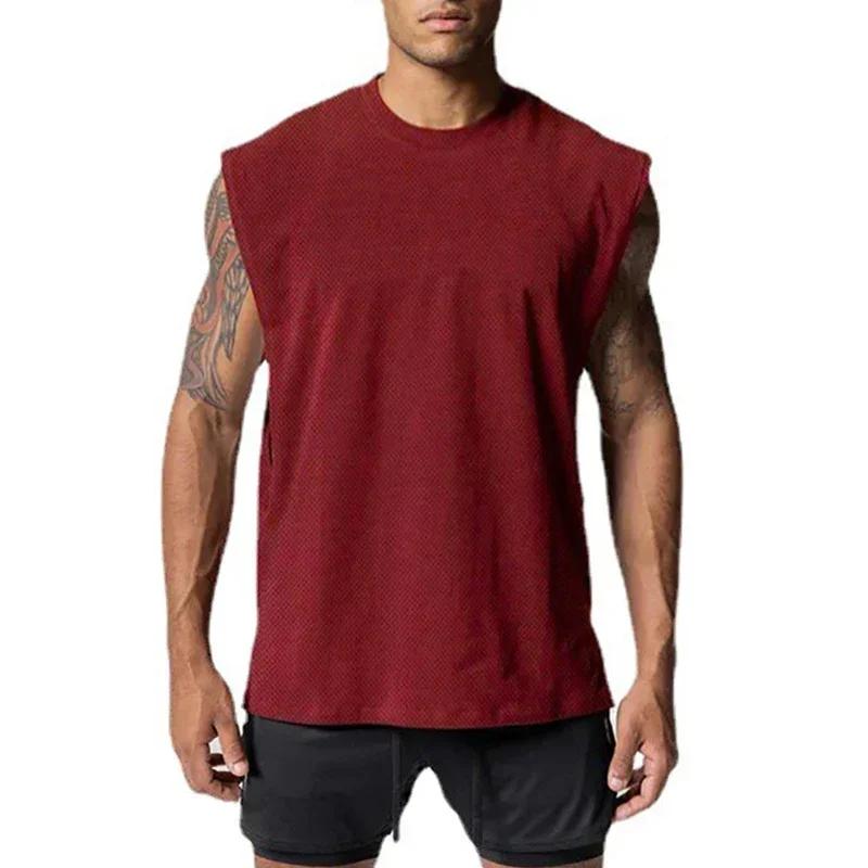 Vêtements de fitness en maille précieuse pour hommes, maillots de musculation, chemise de fibre musc